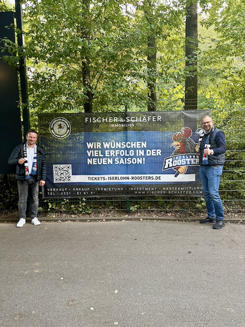 Beginn der Eishockeysaison 2025 / 2026 mit den Iserlohn Roosters sowie Fischer & Schäfer Immobilien